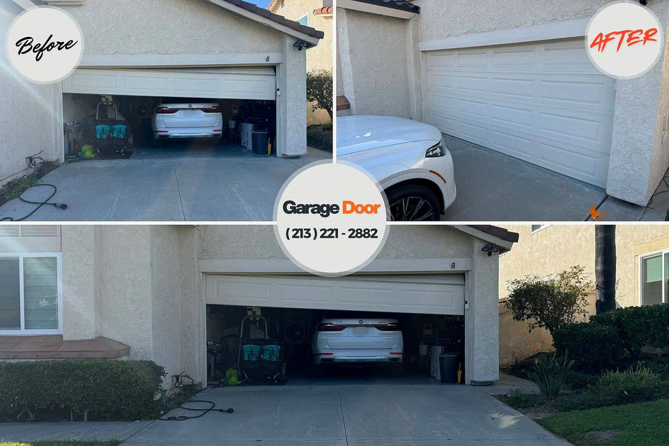 Before and after: garage door repair Reed Creek, GA